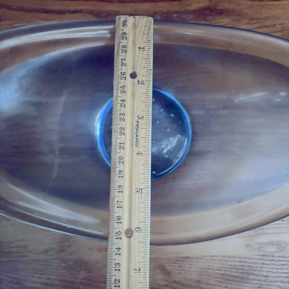 Mid-Century Modern Blue Glass fruit bowl center piece decor vintage thick - Picture 5 of 6